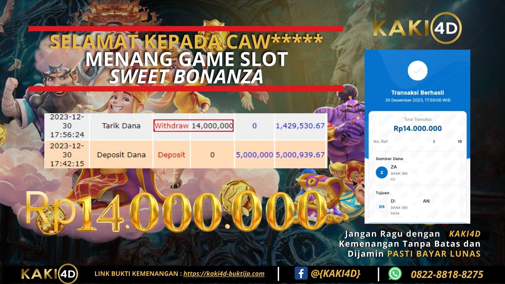 BUKTI KEMENANGAN MEMBER DI KAKI4D
