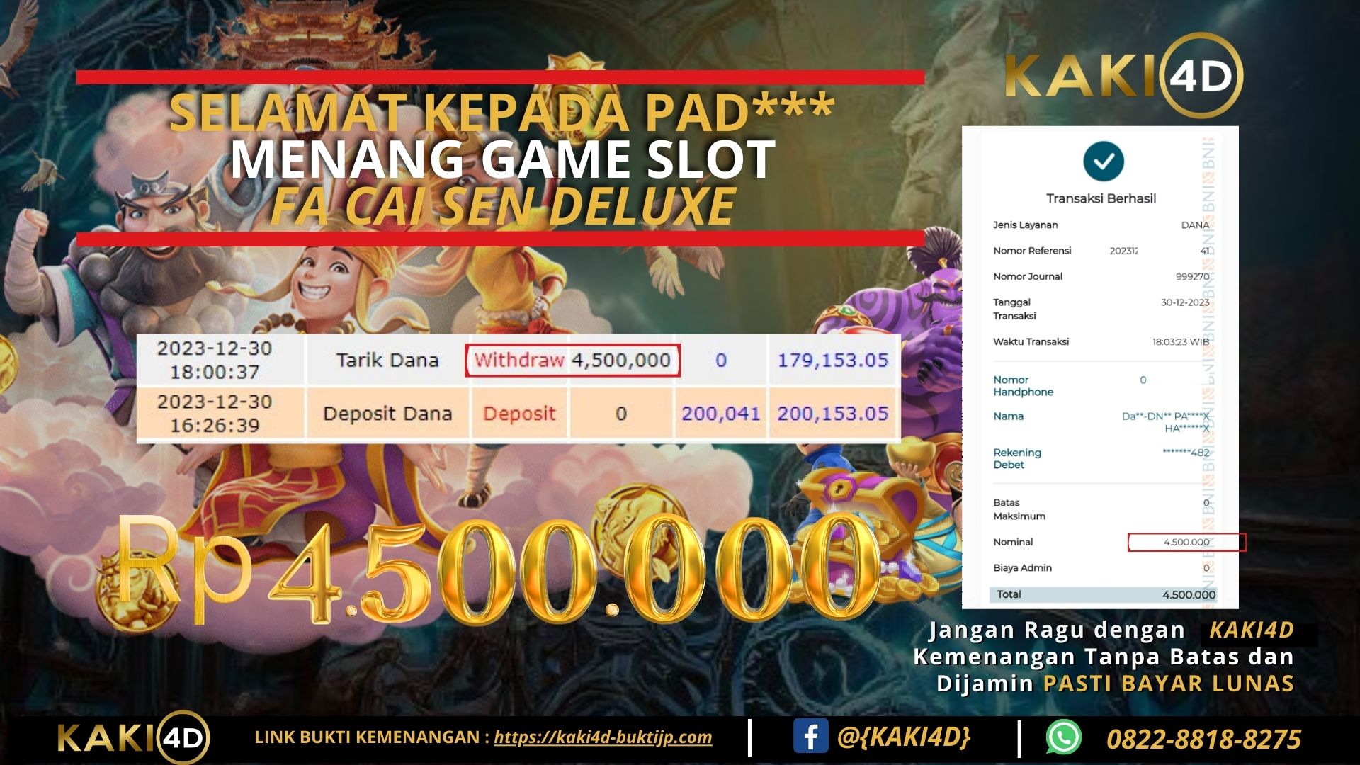 BUKTI KEMENANGAN MEMBER KAKI4D