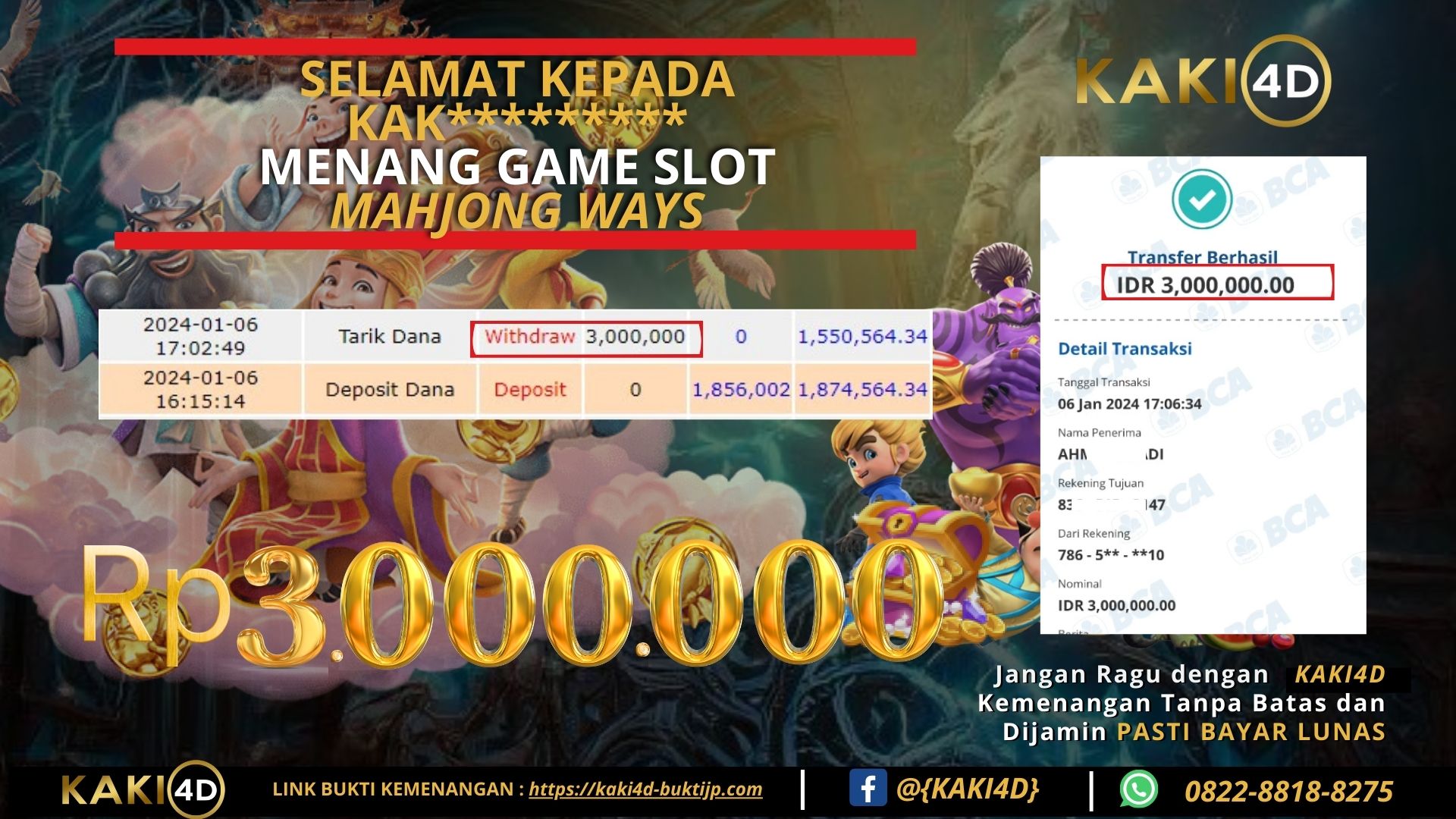 BUKTI KEMENANGAN MEMBER KAKI4D
