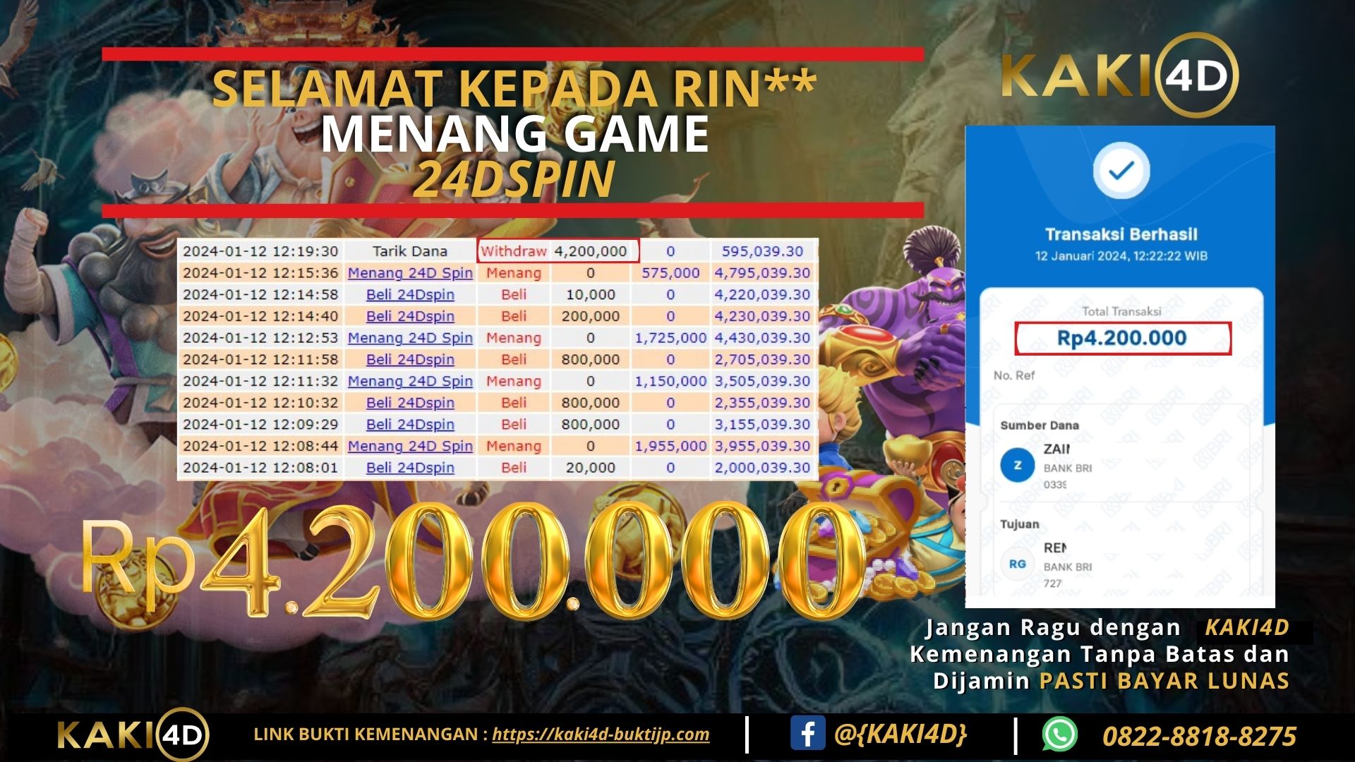 BUKTI KEMENANGAN MEMBER DI KAKI4D
