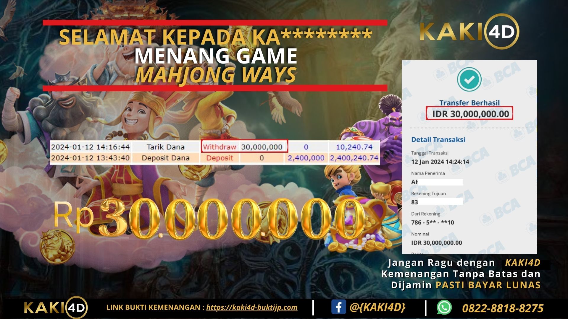 BUKTI KEMENANGAN MEMBER DI KAKI4D